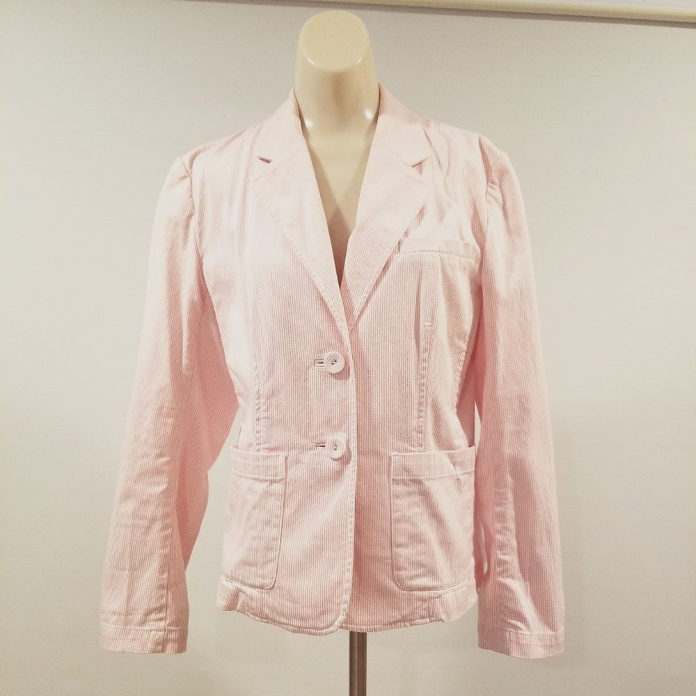 Talbots Pink Pinstripe Womens Blazer Size 8
